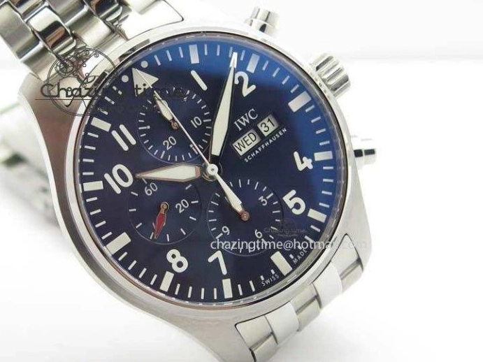 MIROTIME 0808 UrbanChic Pilot Chrono 2016 IW377714 ZF 1:1 Best Edition Blue Dial On SS Bracelet A7750 V 7272
